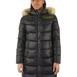 Colmar Winterjassen Zwart Long Full Zip Down Jacket With Fur Hood Black