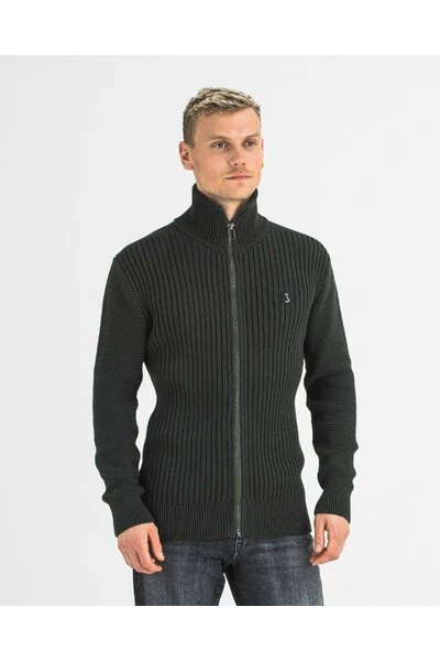 Hoodies & Sweatvesten Butcher Of Blue Ribbed Cardigan Vest Groen 754 Green - Afbeelding 4