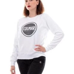 Colmar Hoodies & Sweatvesten White Sweatshirt 90966UX Giro Neck Maxi Glitter Logo White