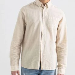 Butcher Of Blue Casual Overhemden Robbins Linen Beige